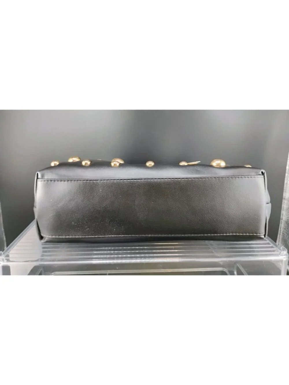 A New Day Black Studded Clutch With Detachable Shoulder Strap